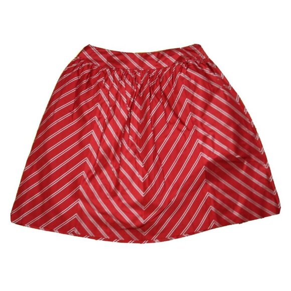 WOMEN'S RED STRIPED A-LINE SKIRT - LINDA ALLARD ELLEN TRACY - SIZE 10 - SILK - Picture 1 of 5